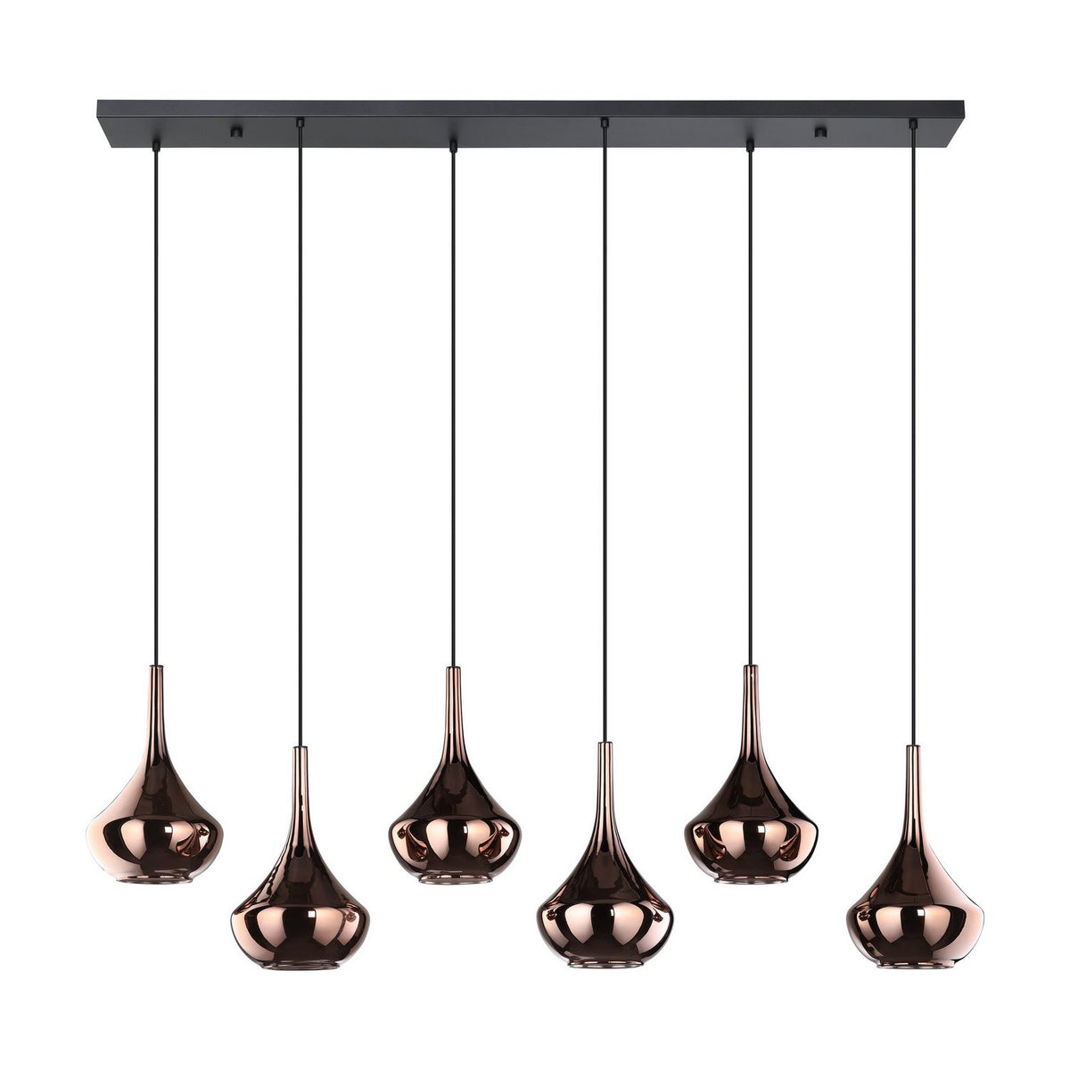 Eglo Canada - 390441A - Six Light Pendant - Almoster - Black, Copper Smoked