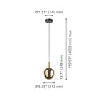 Eglo Canada - 390463A - LED Pendant - Fruitera - Black, Brushed Gold