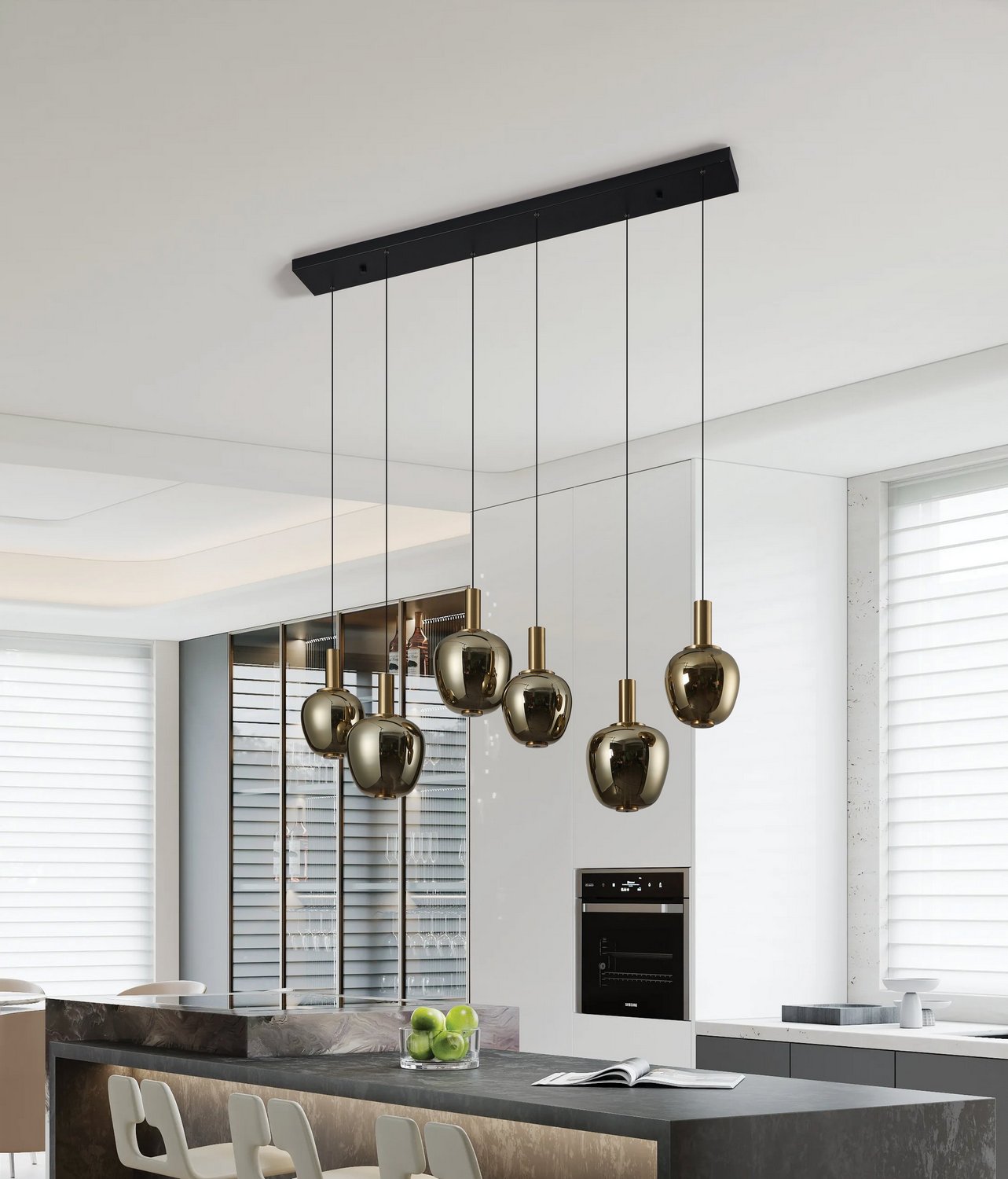 Eglo Canada - 390466A - LED Pendant - Fruitera - Black, Brushed Gold