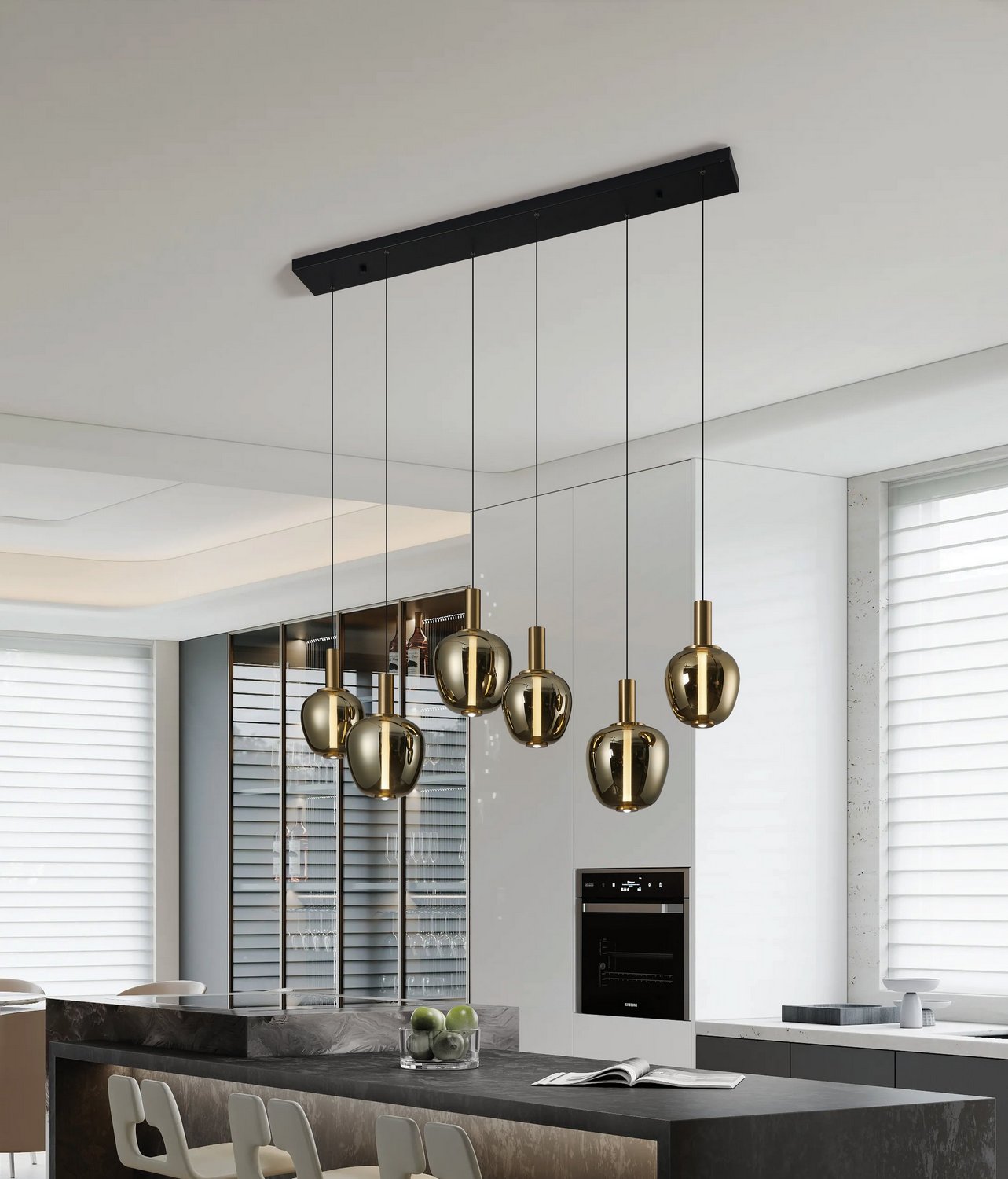 Eglo Canada - 390466A - LED Pendant - Fruitera - Black, Brushed Gold