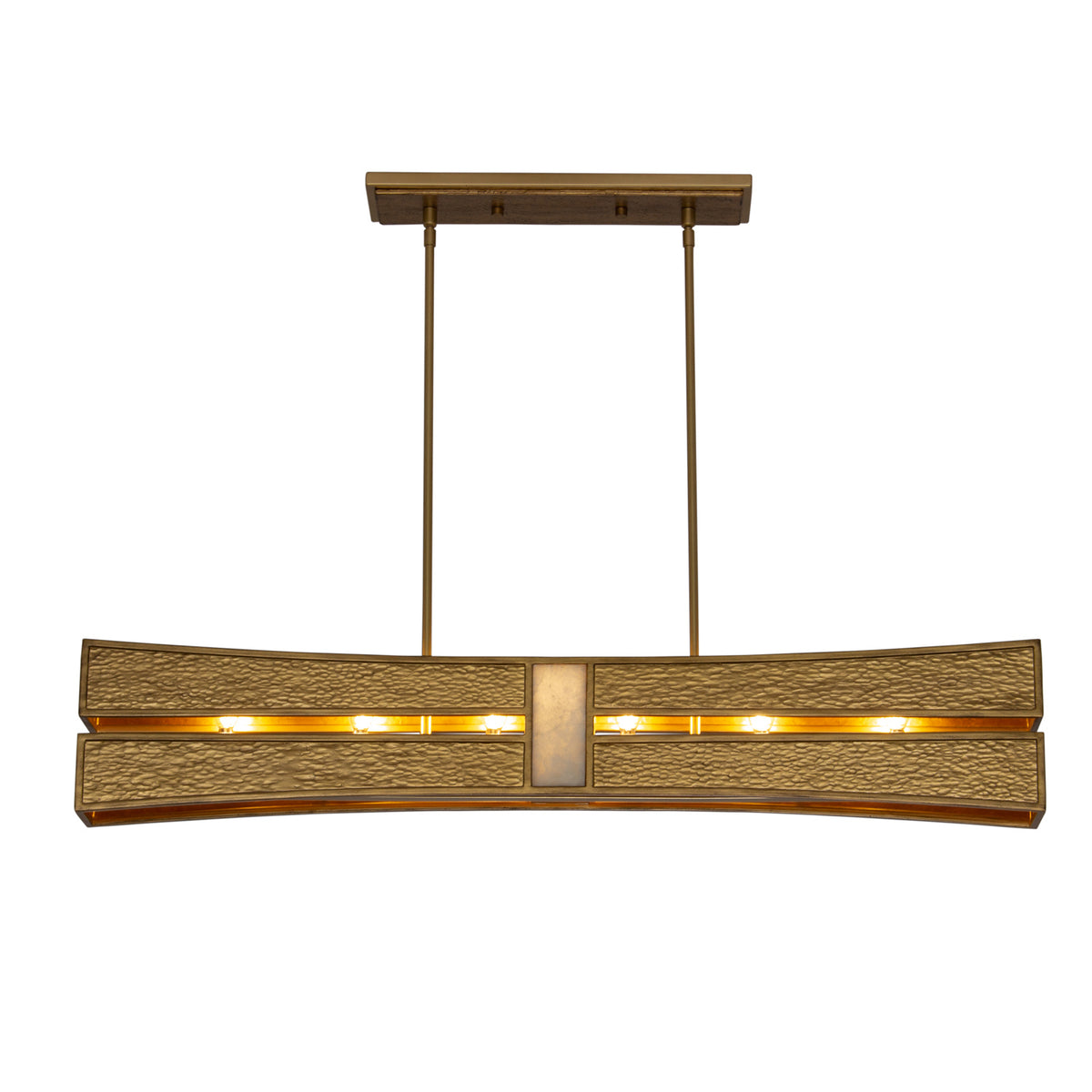 Kalco - 528461RBG - Six lampes linéaires Suspension - Dos - Or rustique et or brossé