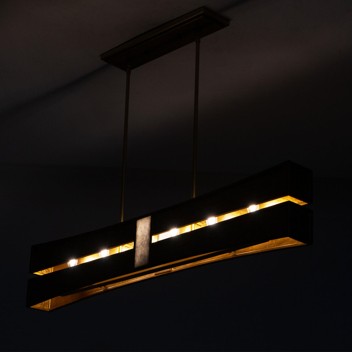 Kalco - 528461RBG - Six lampes linéaires Suspension - Dos - Or rustique et or brossé