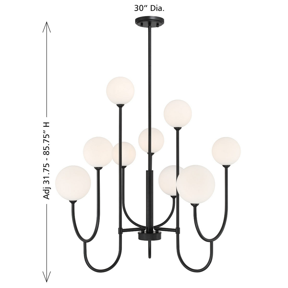 Savoy House - 1-5980-9-89 - Neuf Lumières Suspendu - Chester - Noir mat