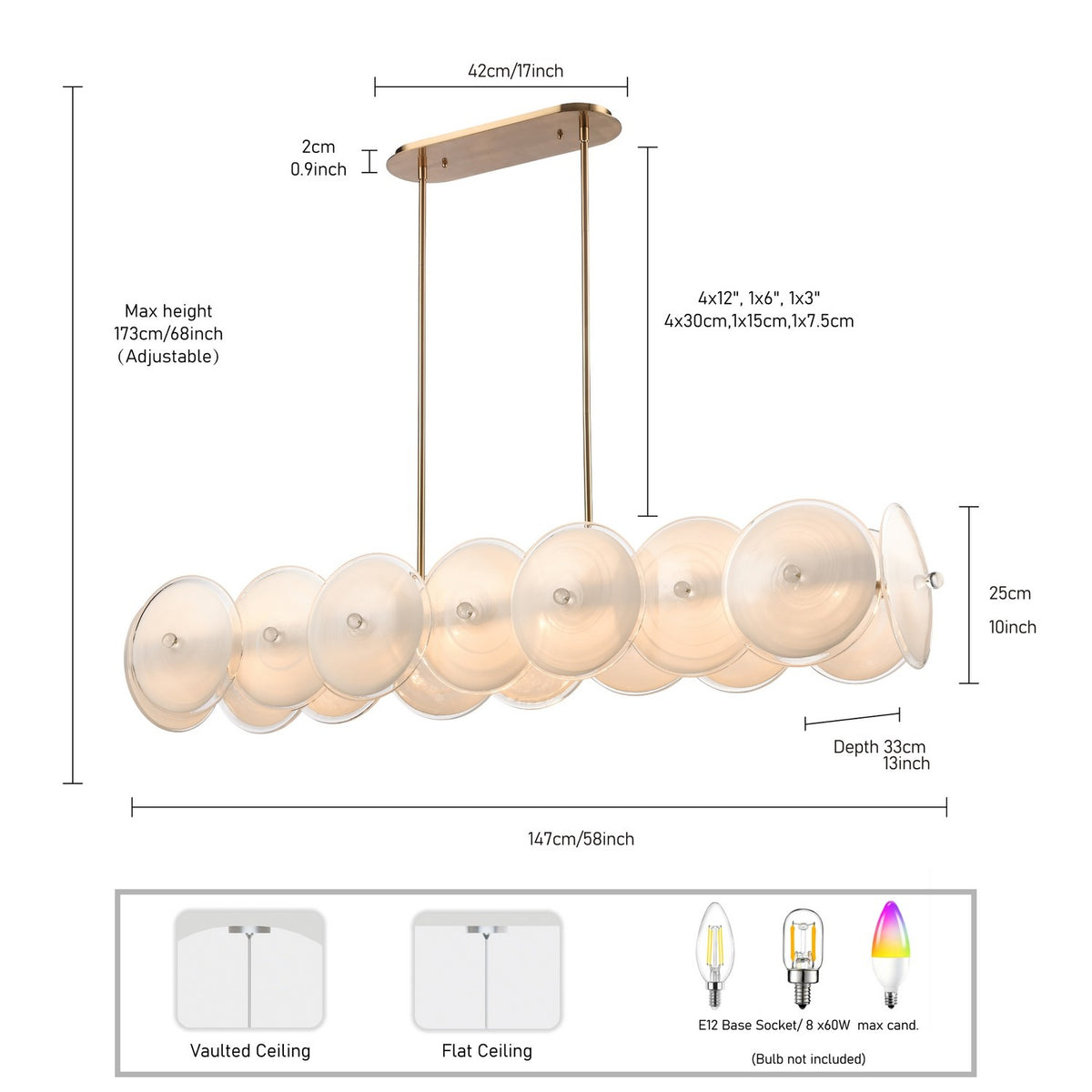 Arabela Lighting - 85124-8 - Eight Light Linear Chandelier - Tallulah - Lacquered Gold