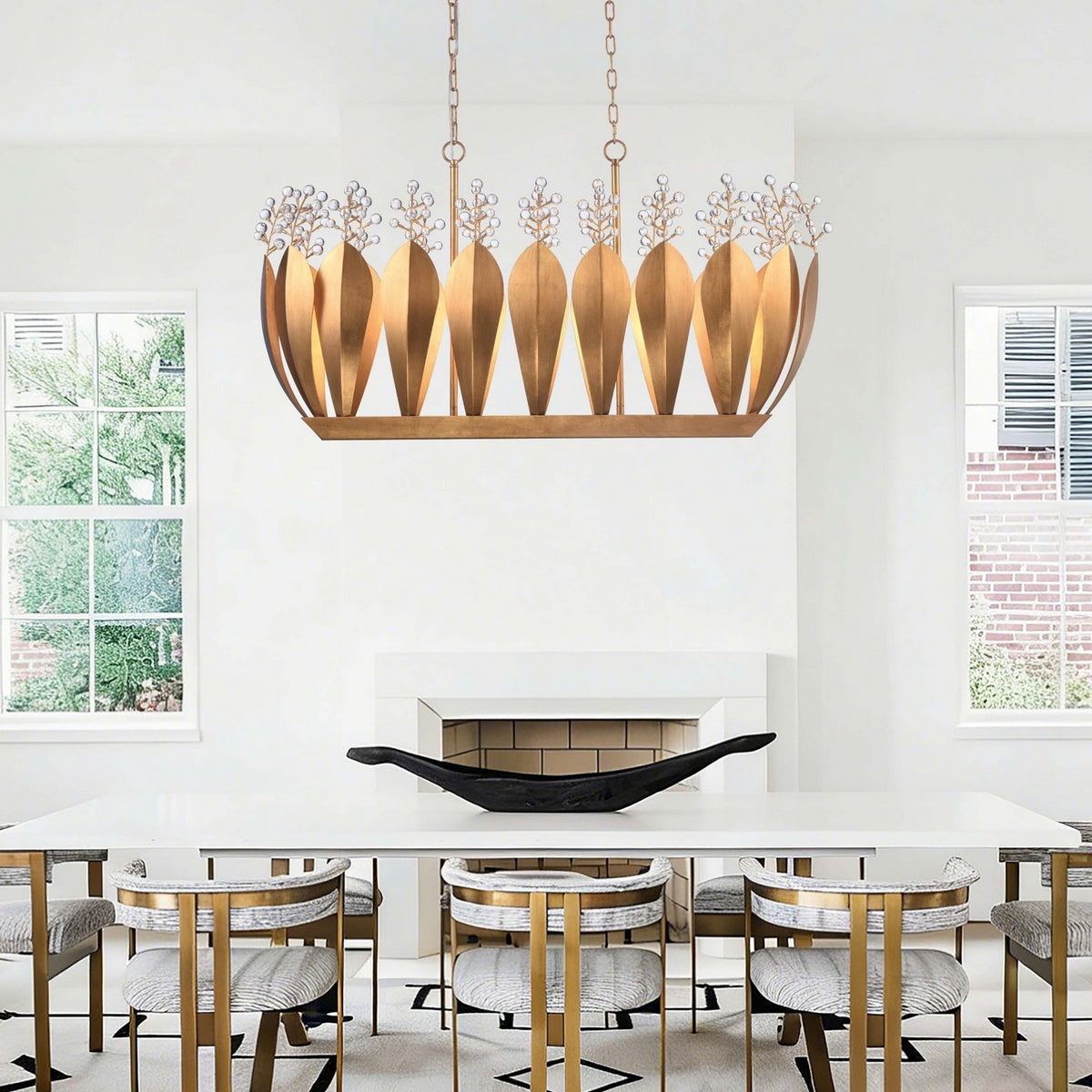 Arabela Lighting - 85130-7 - Seven Light Linear Chandelier - Callista - Antique Gold Leaf