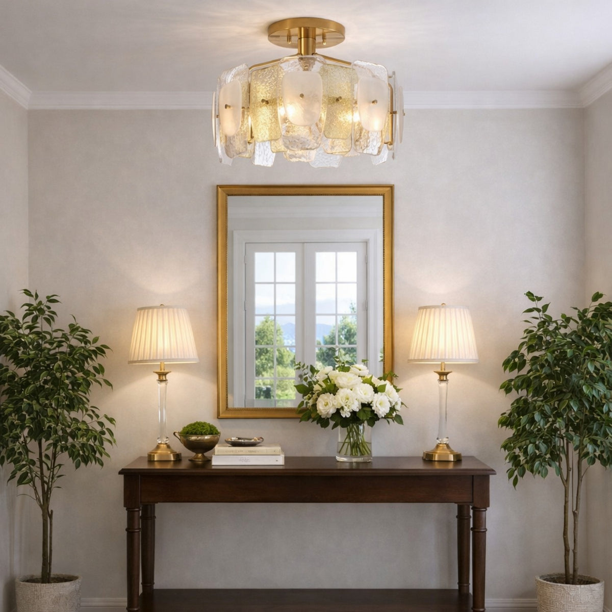 Arabela Lighting - 85200-6 - Six Light Semi Flush Mount - Strata - Lacquered Gold