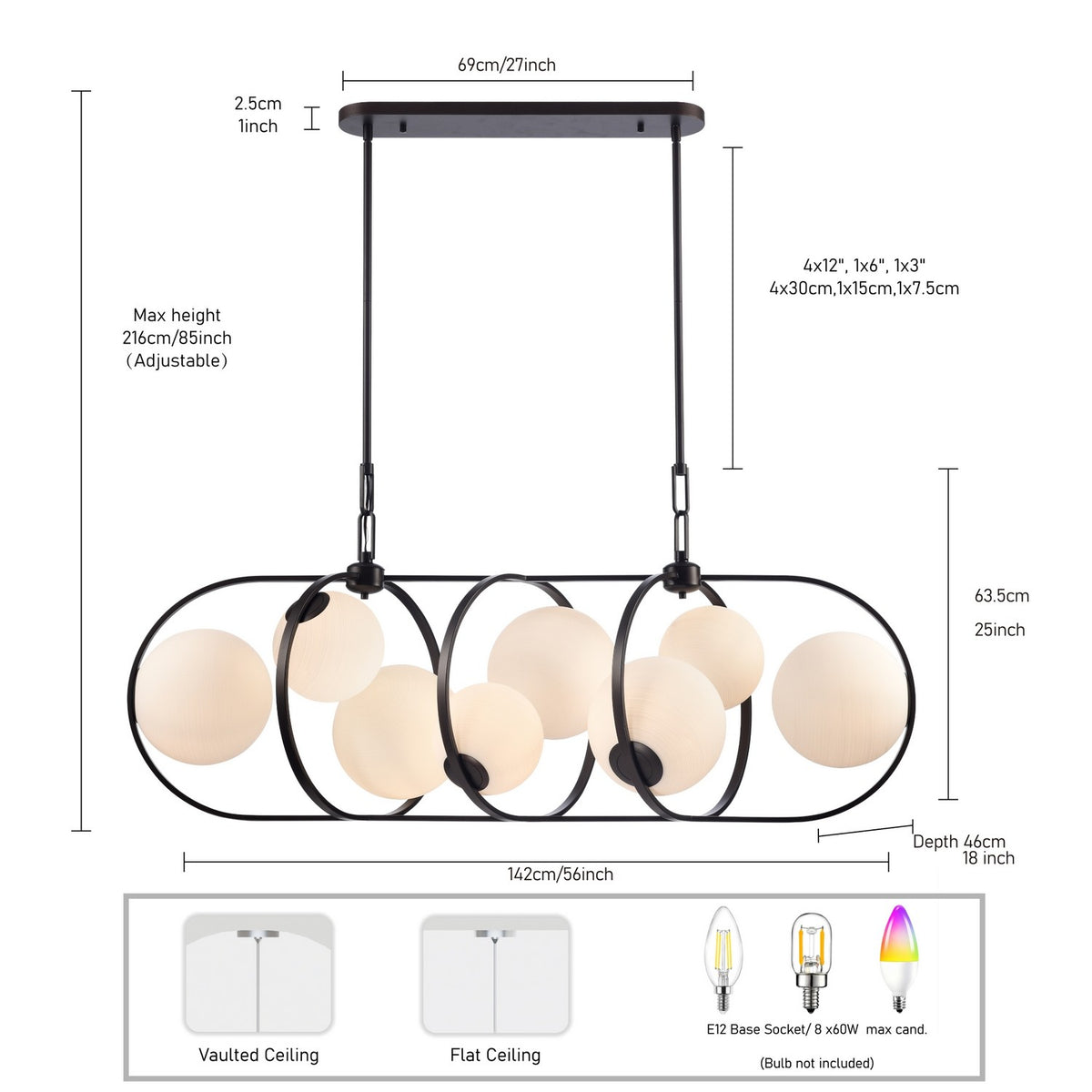 Arabela Lighting - 85273-8 - Eight Light Linear Chandelier - Concentro - Dark Bronze