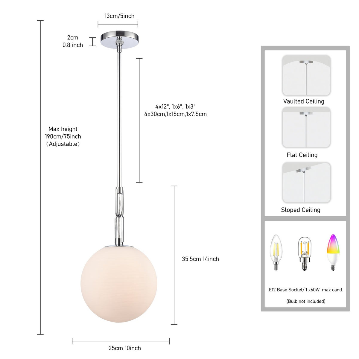 Arabela Lighting - 85375-1 - Une lampe Suspension - Concentro - Chrome poli