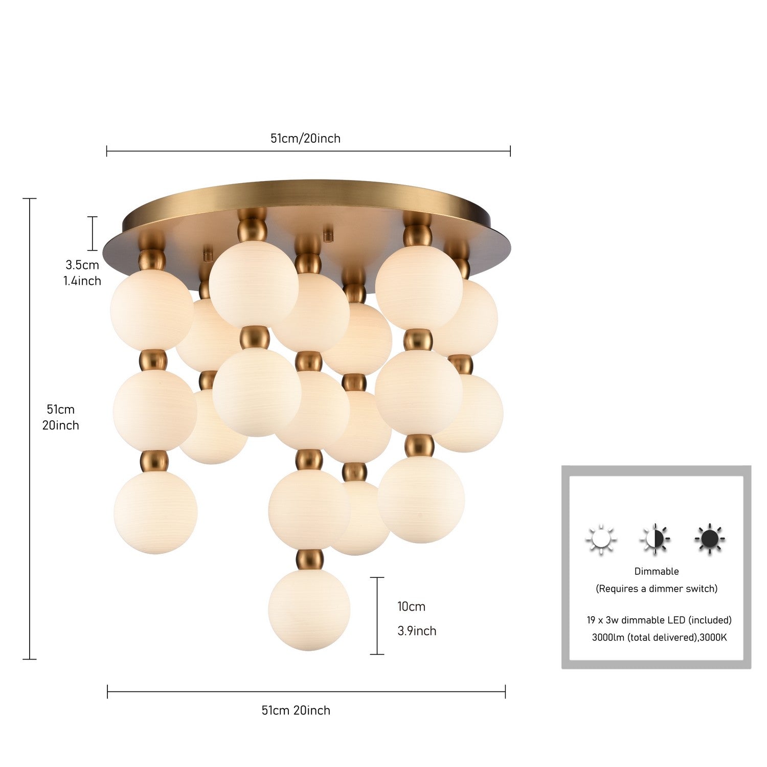 Arabela Lighting - 85281-19 - Semi-LED Plafonnier - Mod - Laiton satiné