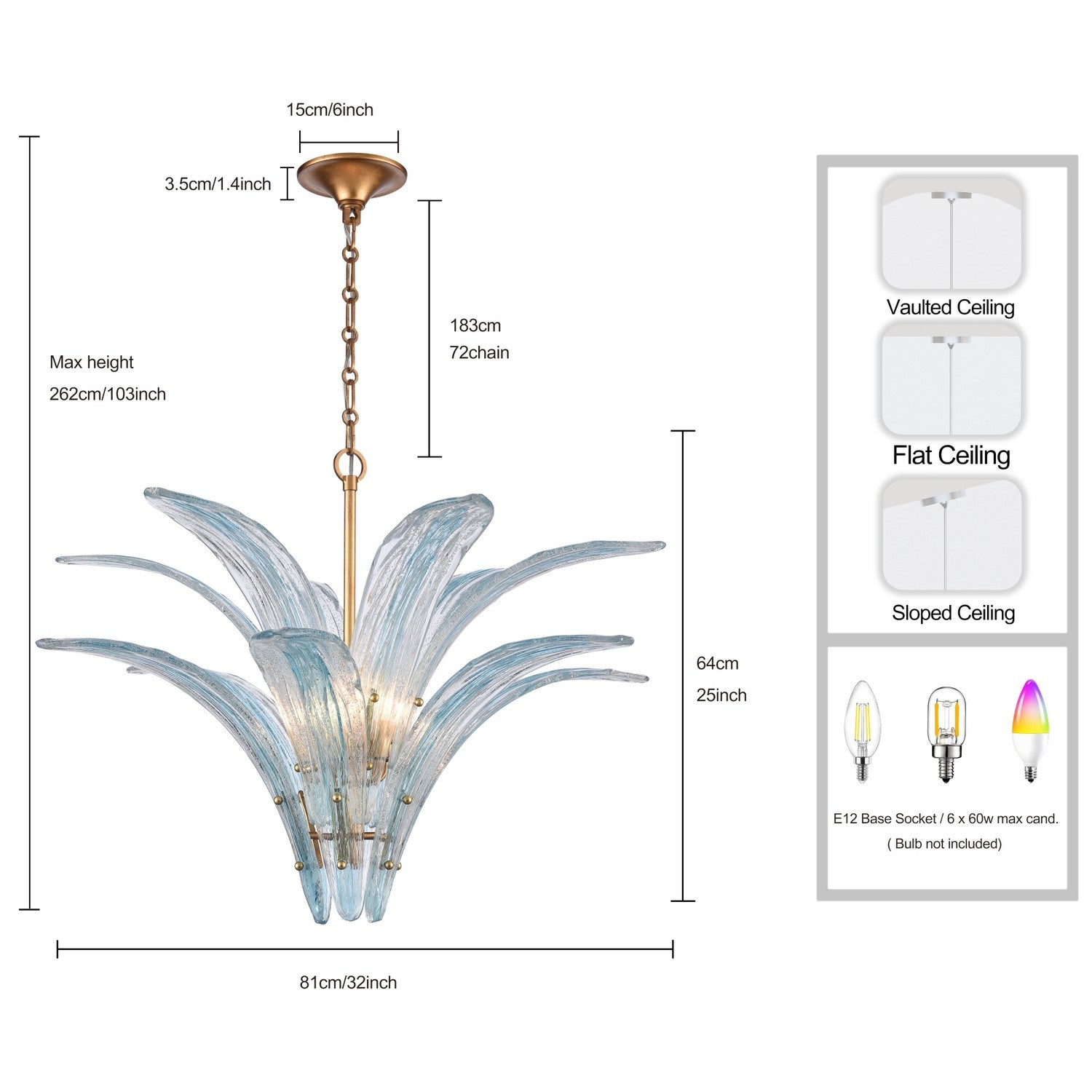 Arabela Lighting - 85391-6 - Six Light Pendant - Fiore - Antique Gold Leaf