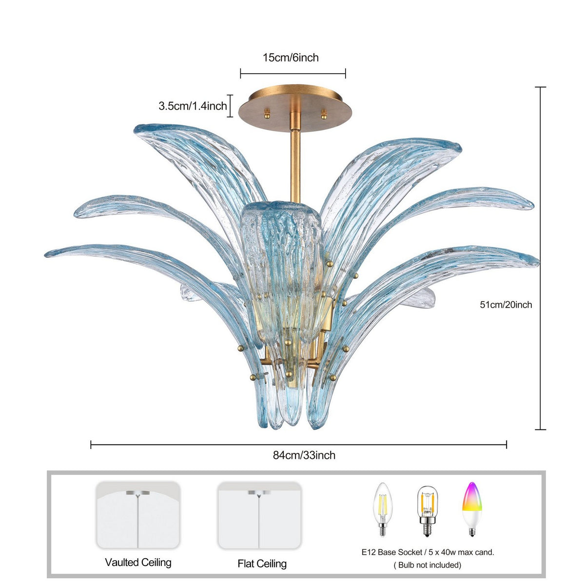 Arabela Lighting - 85394-5 - Five Light Semi Flush Mount - Fiore - Antique Gold Leaf