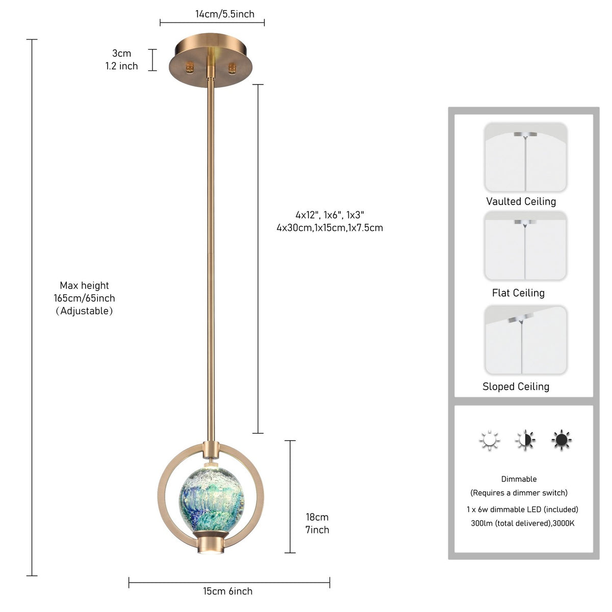 Arabela Lighting - 85406-1 - LED Pendant - Utopia - Lacquered Gold
