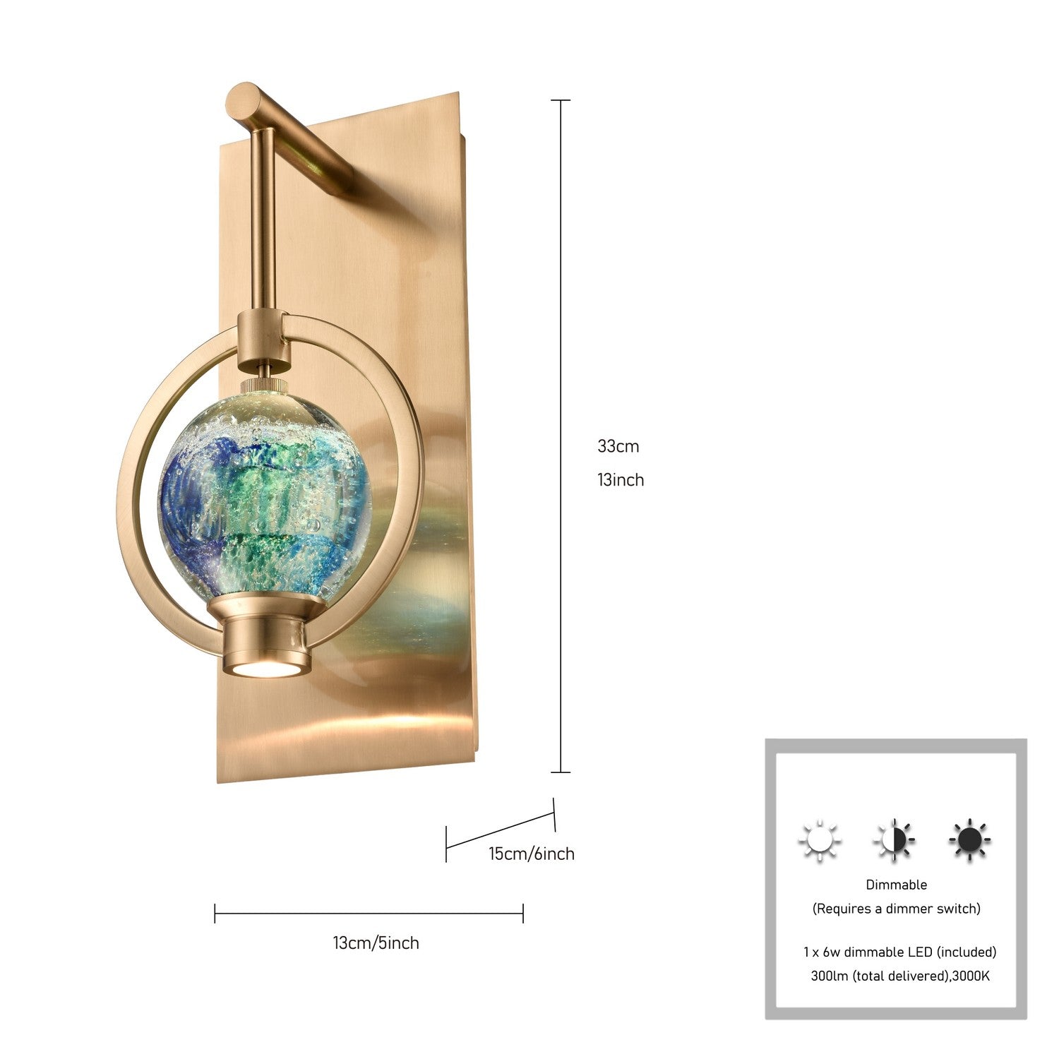 Éclairage Arabela - 85407-1 - LED Murale - Utopie - Or laqué
