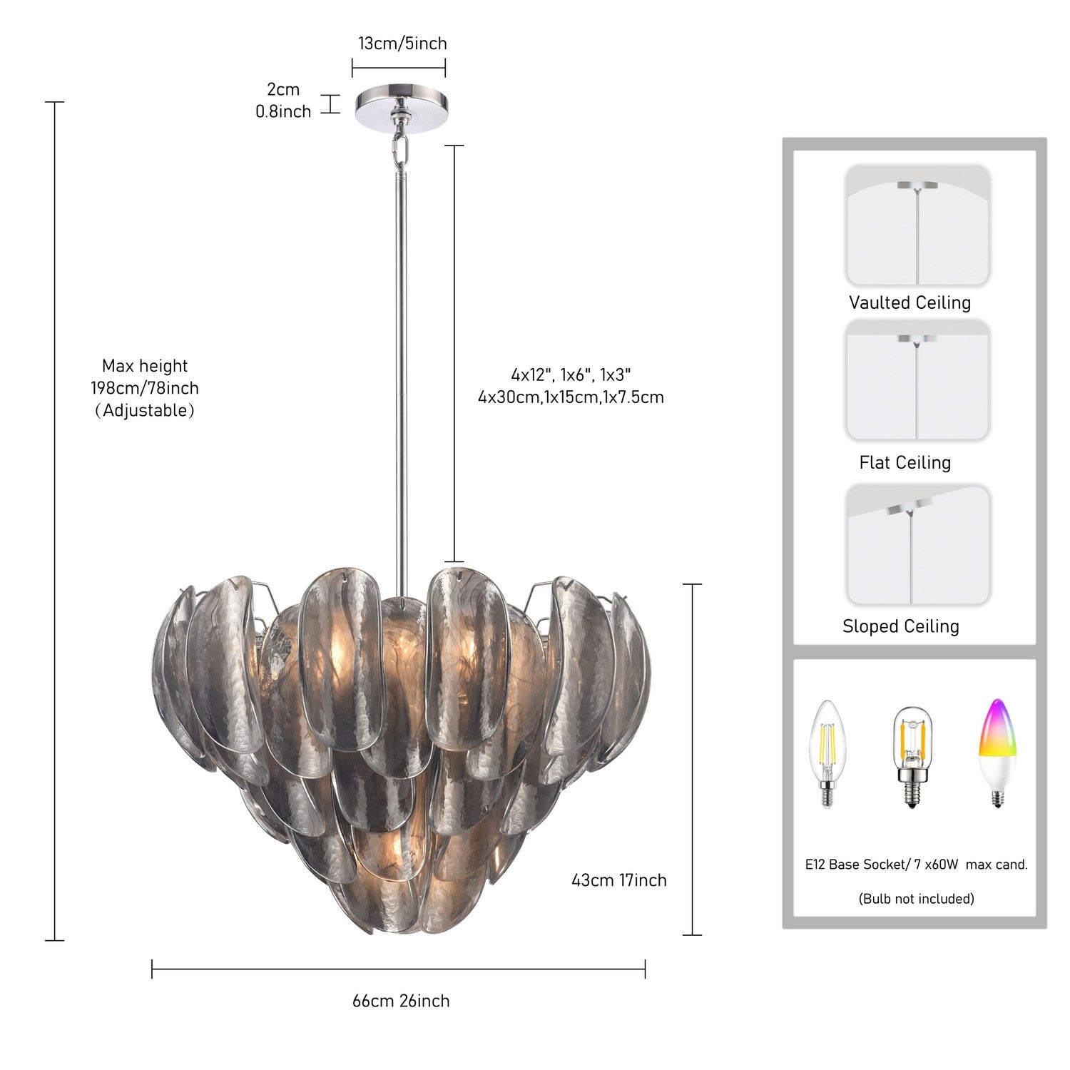 Arabela Lighting - 85510-7 - Sept lumières Suspension - Château - Chrome poli