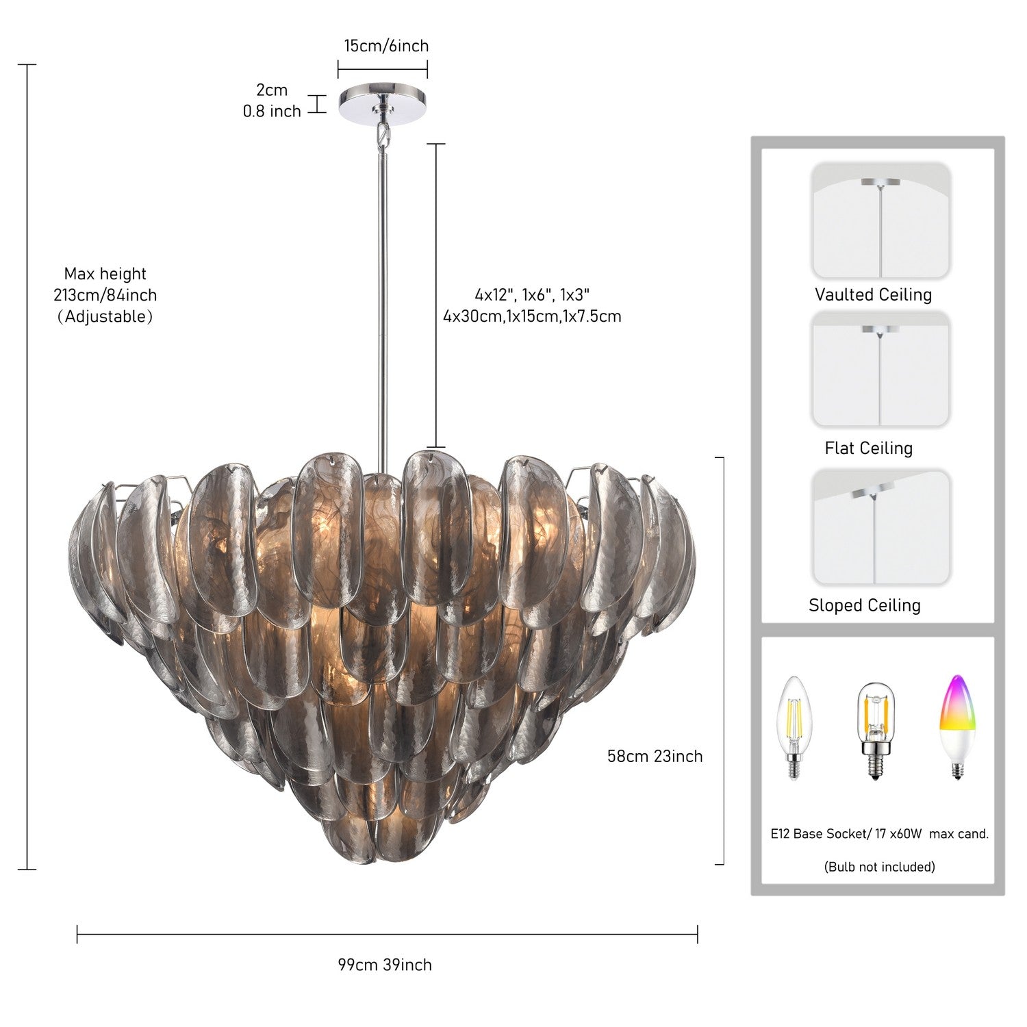Arabela Lighting - 85512-17 - 17 lampes Suspension - Château - Chrome poli