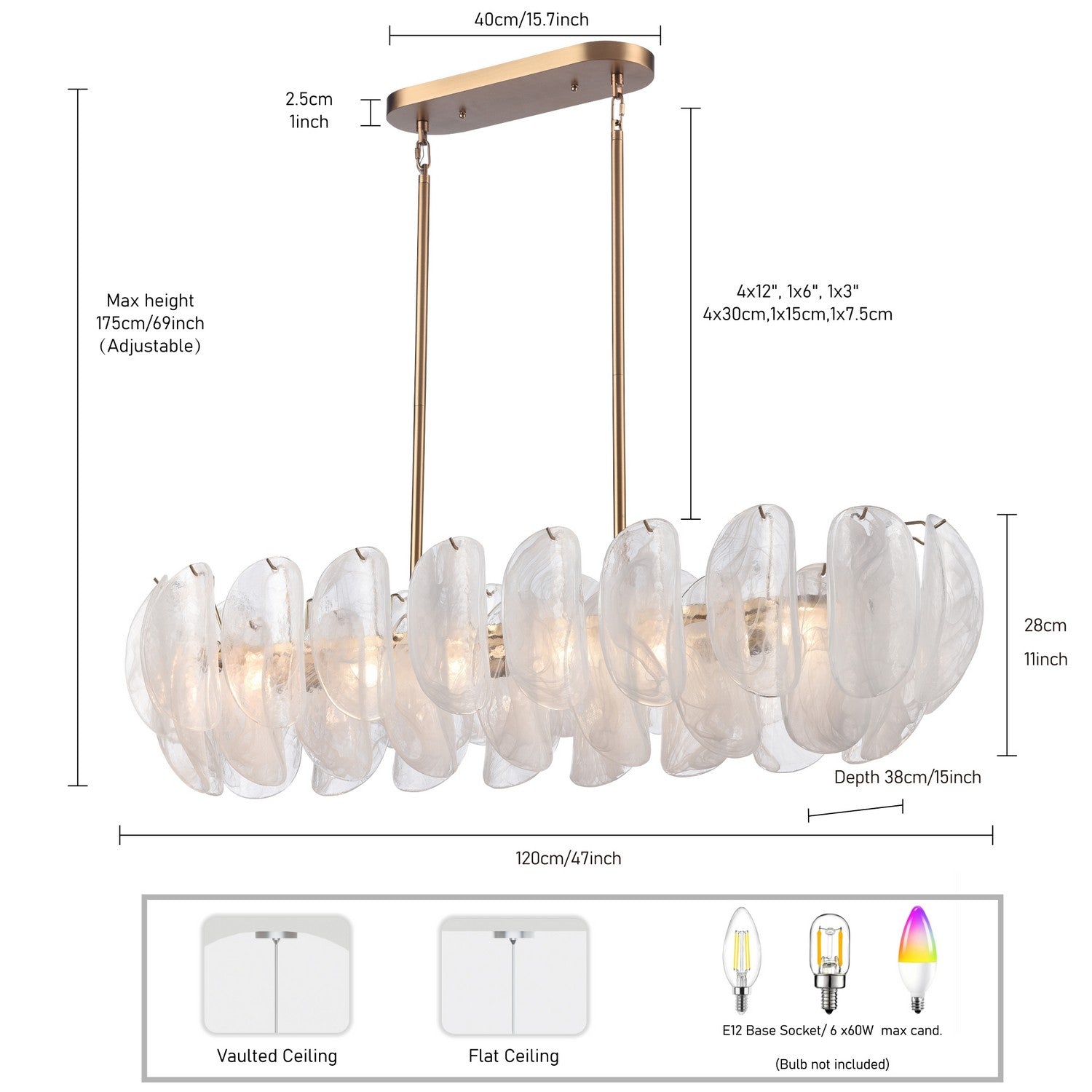 Arabela Lighting - 85413-6 - Six Light Linear Chandelier - Chateau - Satin Brass