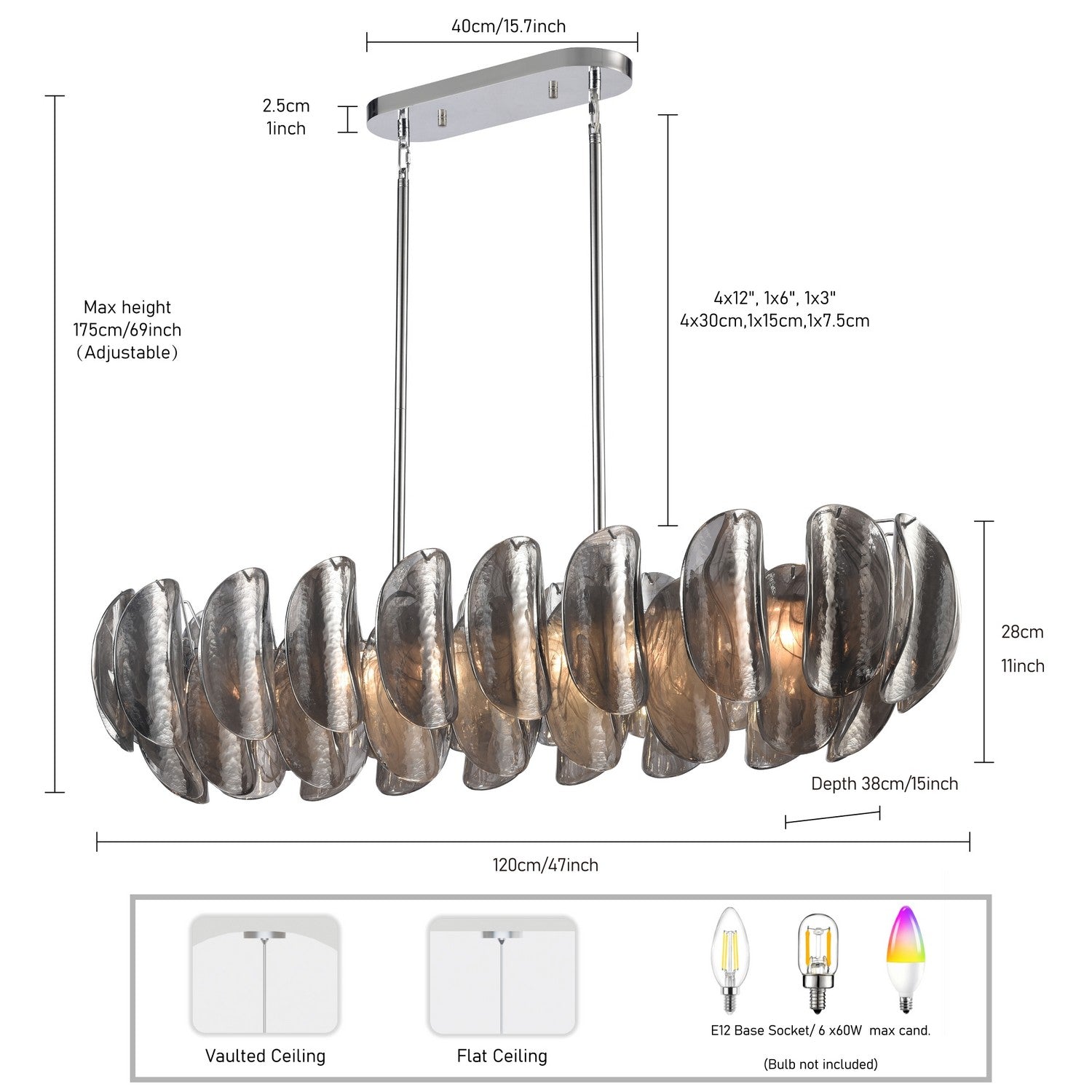 Arabela Lighting - 85513-6 - Six Light Linear Chandelier - Chateau - Polished Chrome