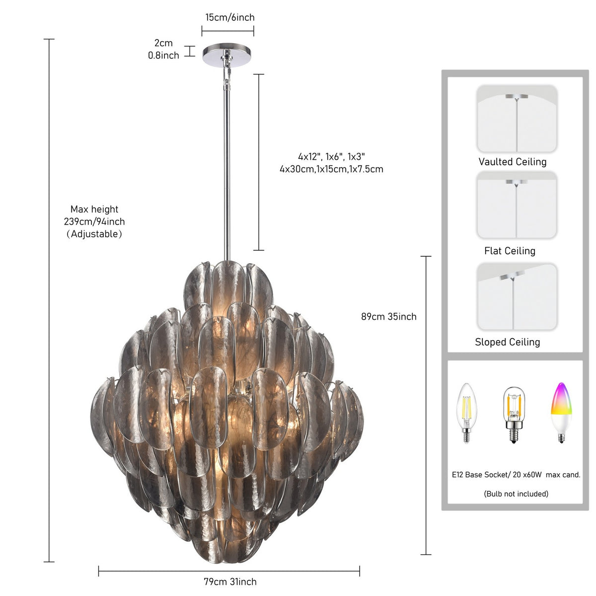 Arabela Lighting - 85514-20 - 20 Light Pendant - Chateau - Polished Chrome