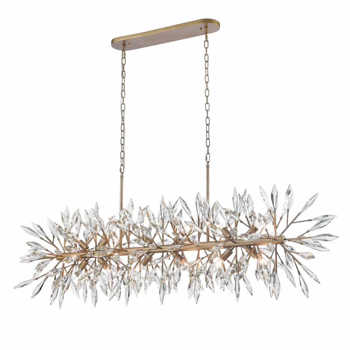 Arabela Lighting - 85420-12 - 12 Light Linear Chandelier - Crystal Fusion - Peruvian Gold