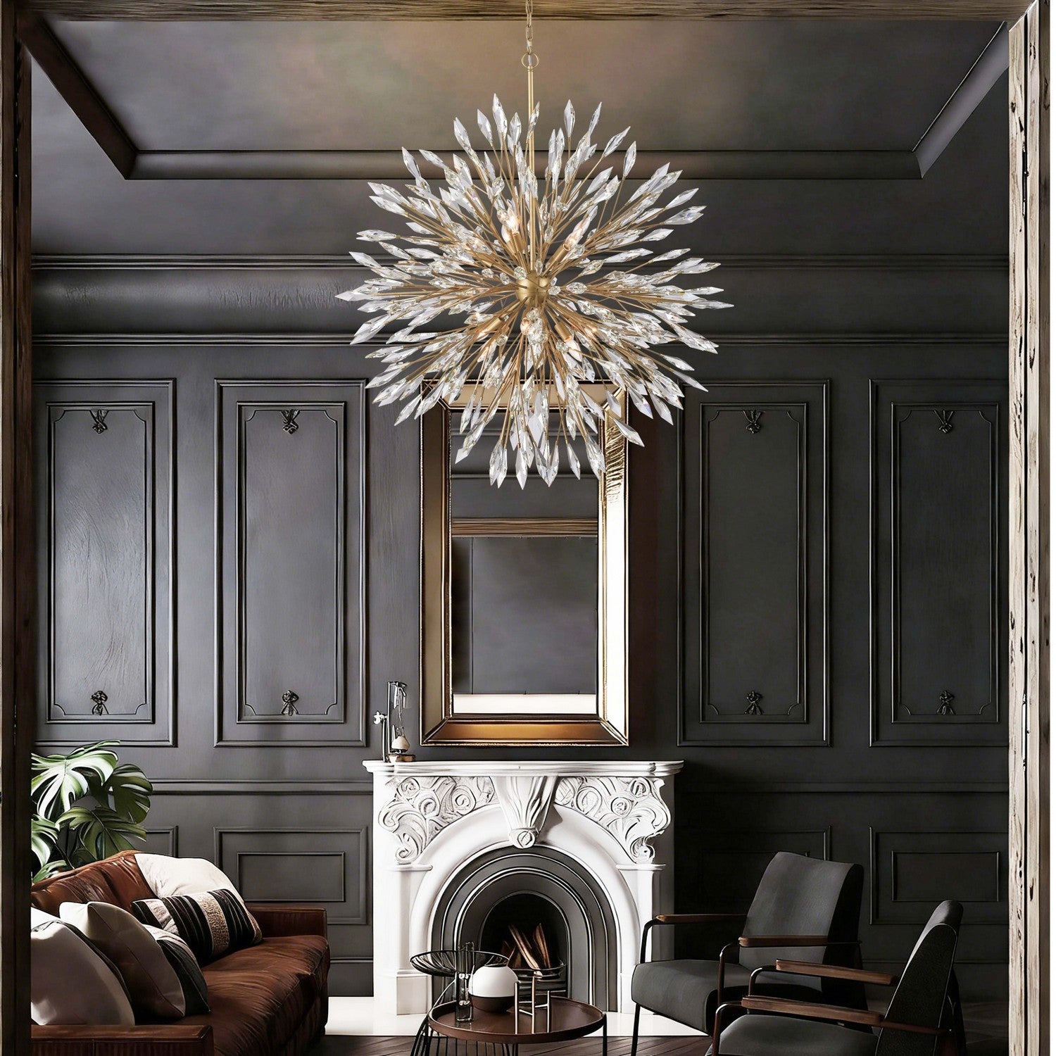 Arabela Lighting - 85422-12 - Luminaire à 12 lampes Suspendu - Fusion de cristaux - Or péruvien
