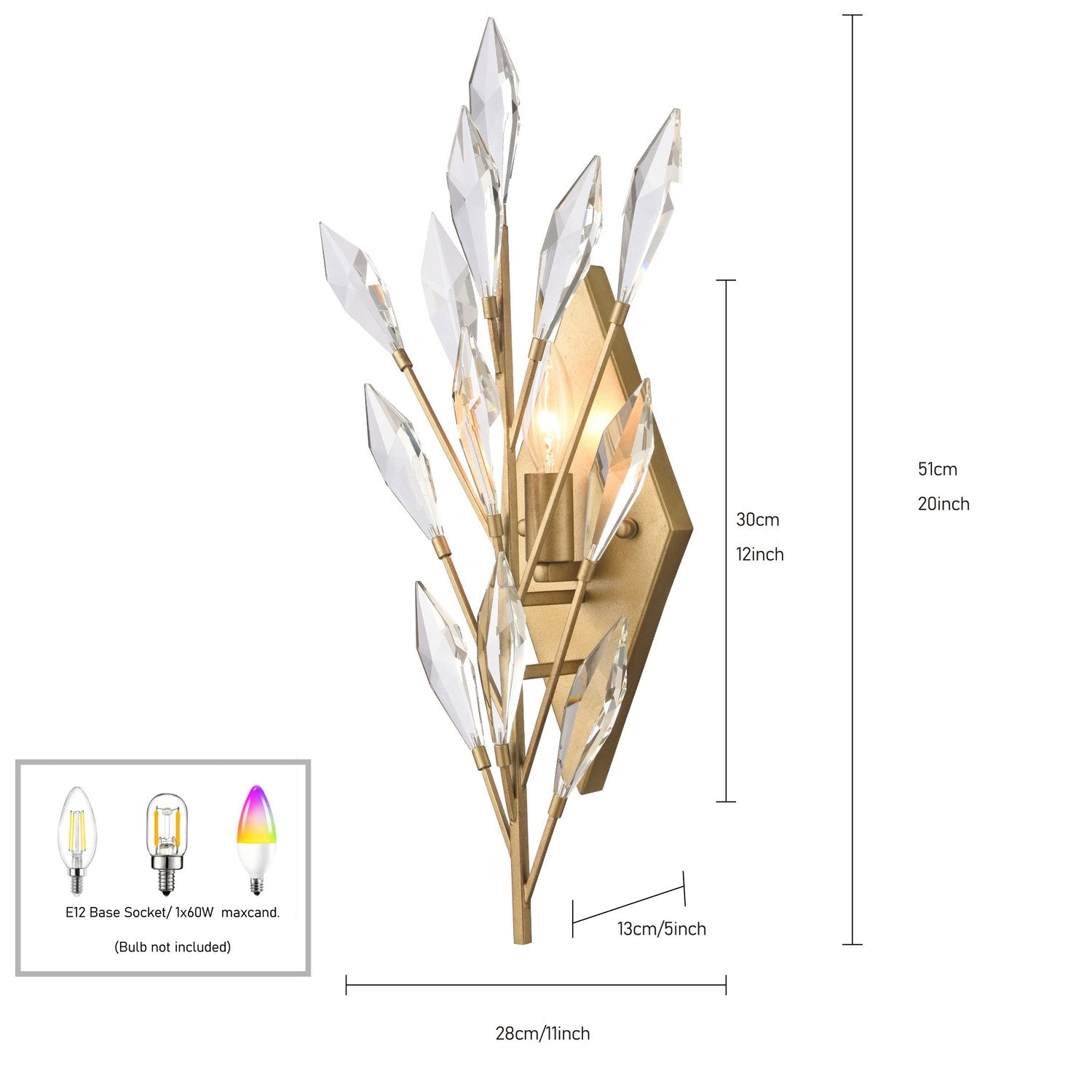 Arabela Lighting - 85423-1 - Une lampe Murale - Fusion de cristaux - Or péruvien