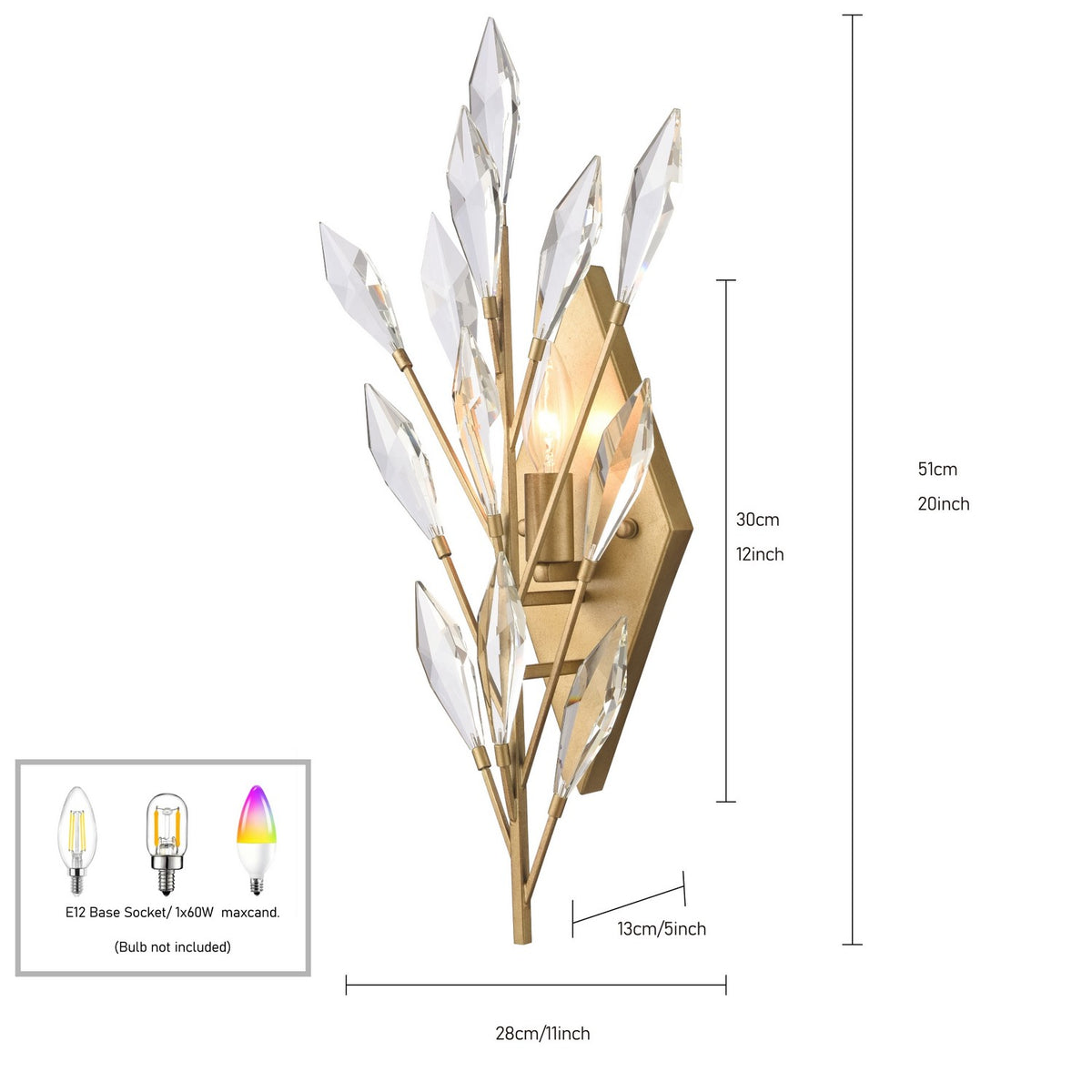 Arabela Lighting - 85423-1 - Une lampe Murale - Fusion de cristaux - Or péruvien