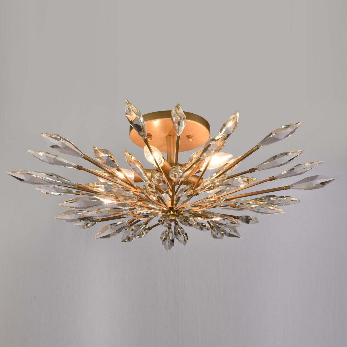 Arabela Lighting - 85425-5 - Five Light Semi Flush Mount - Crystal Fusion - Peruvian Gold