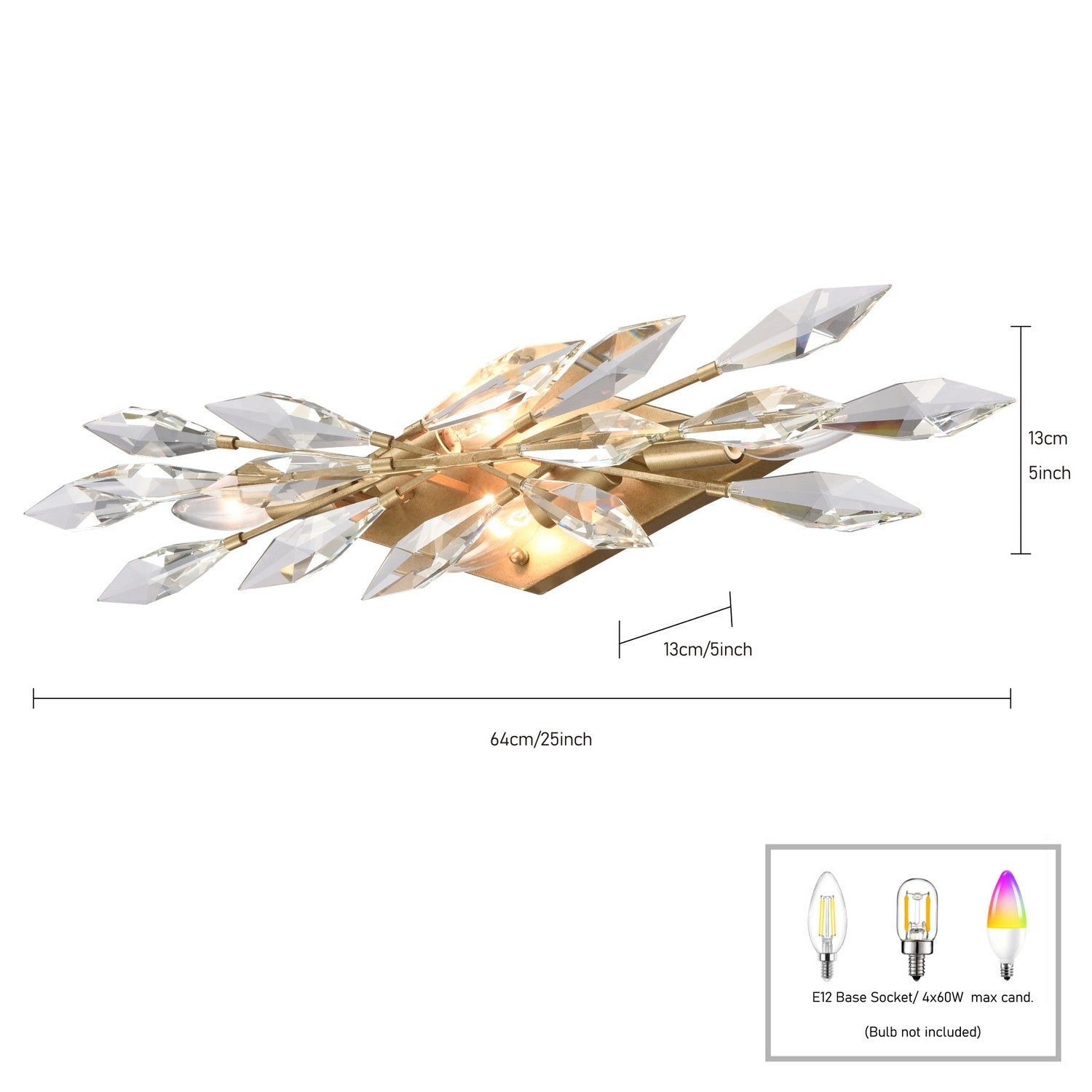 Arabela Lighting - 85426-4 - Applique murale à quatre lumières - Crystal Fusion - Or péruvien