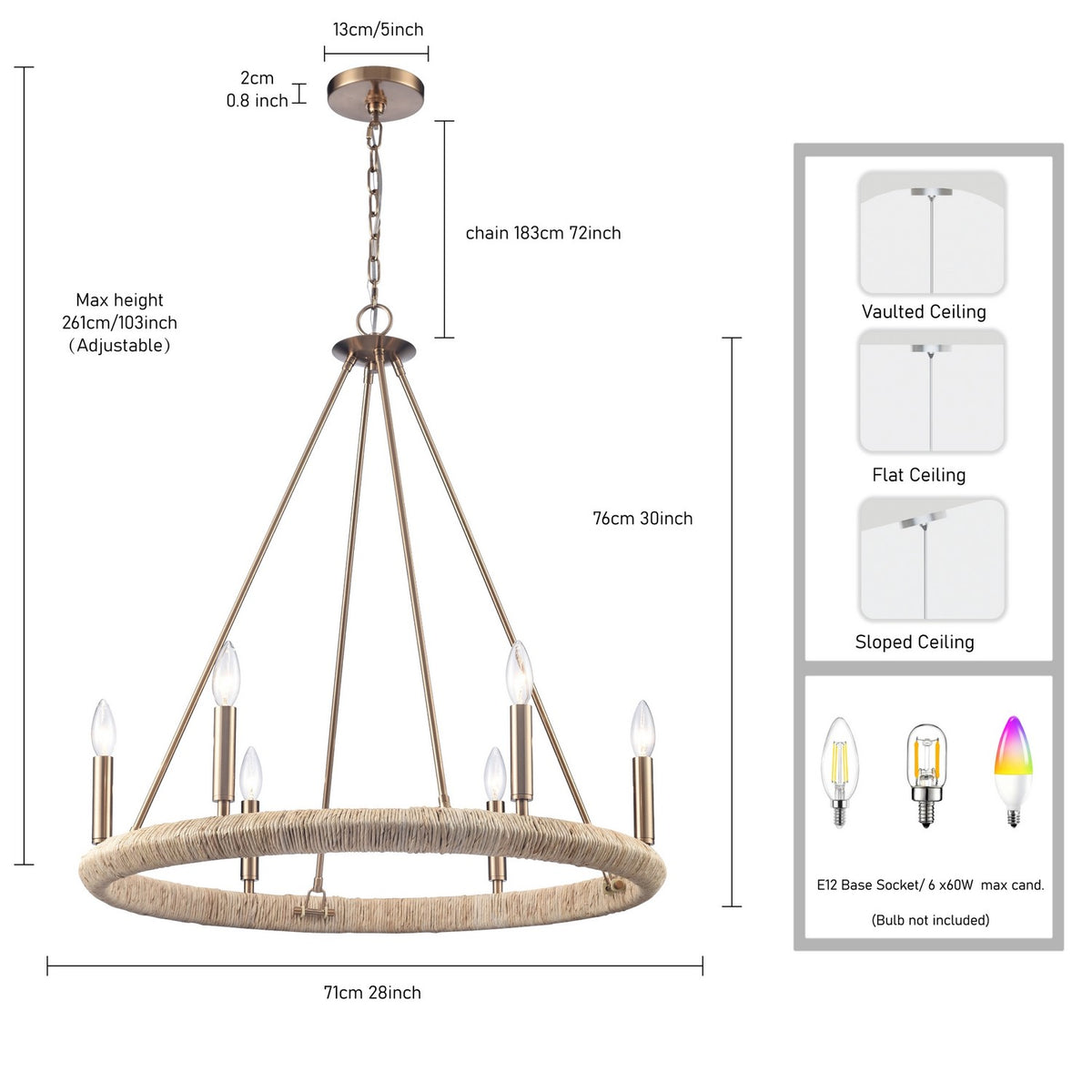 Arabela Lighting - 85431-6 - Six Light Chandelier - Cabana - Lacquered Gold