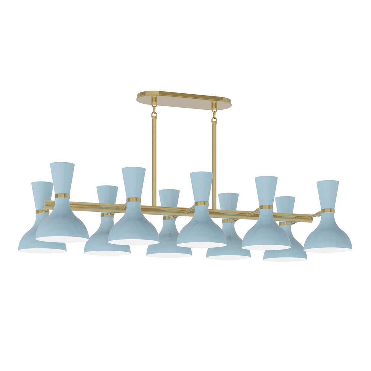 Robert Abbey - BB20BB - Ten Light Chandelier - Clare - Modern Brass w/Baby Blue Painted