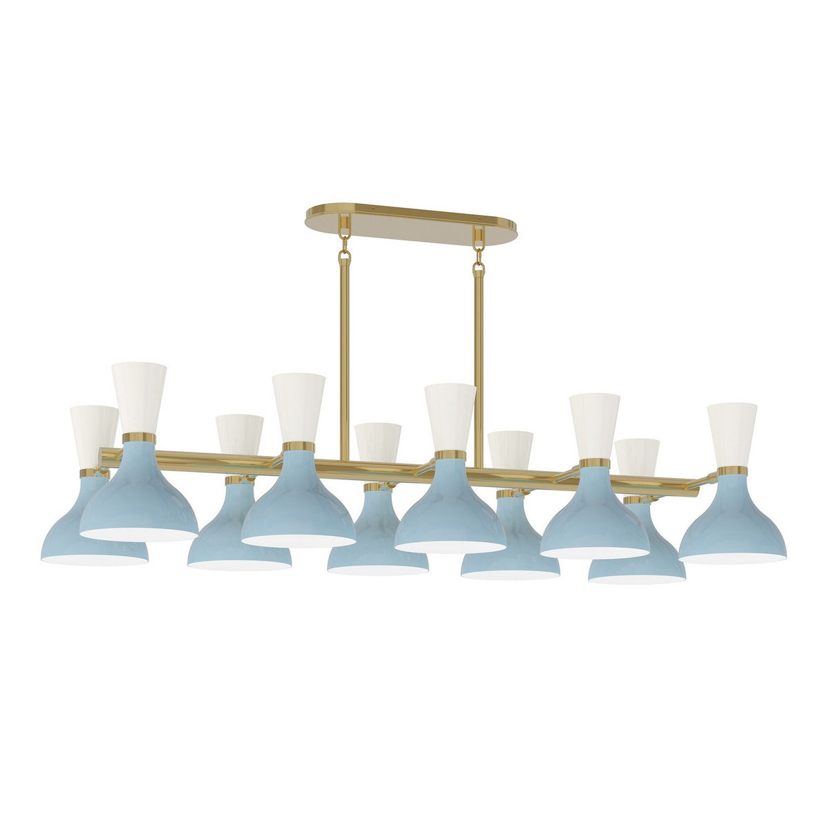 Robert Abbey - BB20LY - Ten Light Chandelier - Clare - Modern Brass w/Baby Blue, Lily Painted