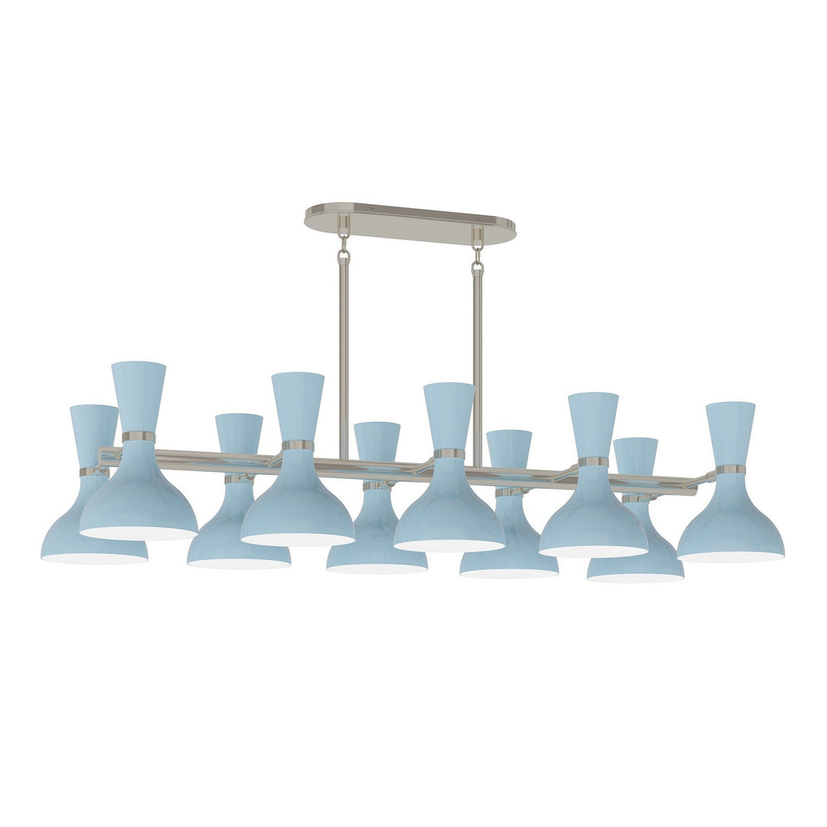 Robert Abbey - BB21BB - Ten Light Chandelier - Clare - Polished Nickel w/Baby Blue Painted