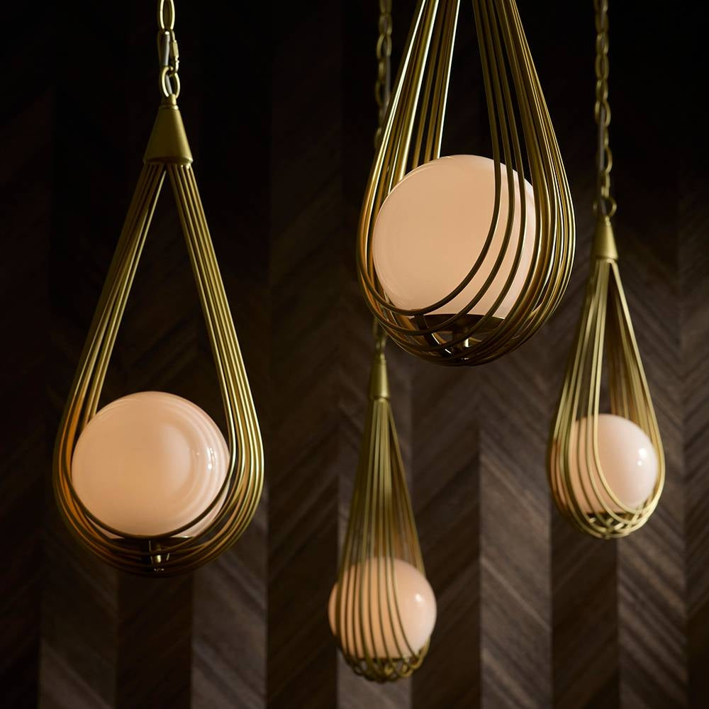 Arteriors - DMC38 - Six Lumières Suspendu - Ova - Laiton antique/Opale