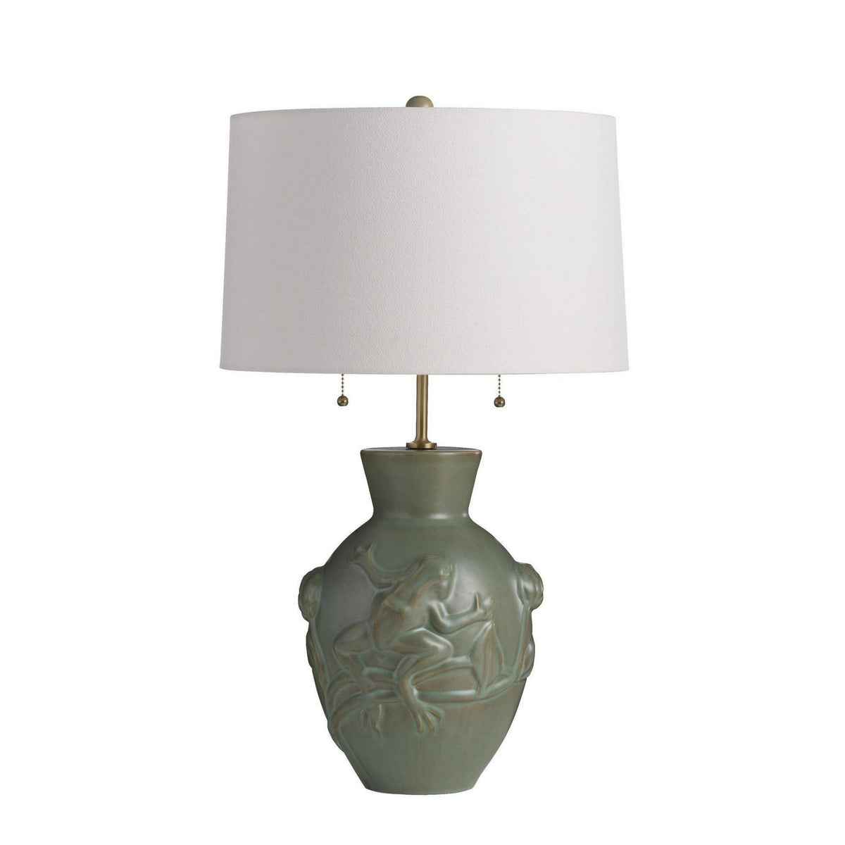 Arteriors - GDPTC01-SH027 - Deux lumières Lampe de table - Grenouille - Mousse foncée/Laiton antique