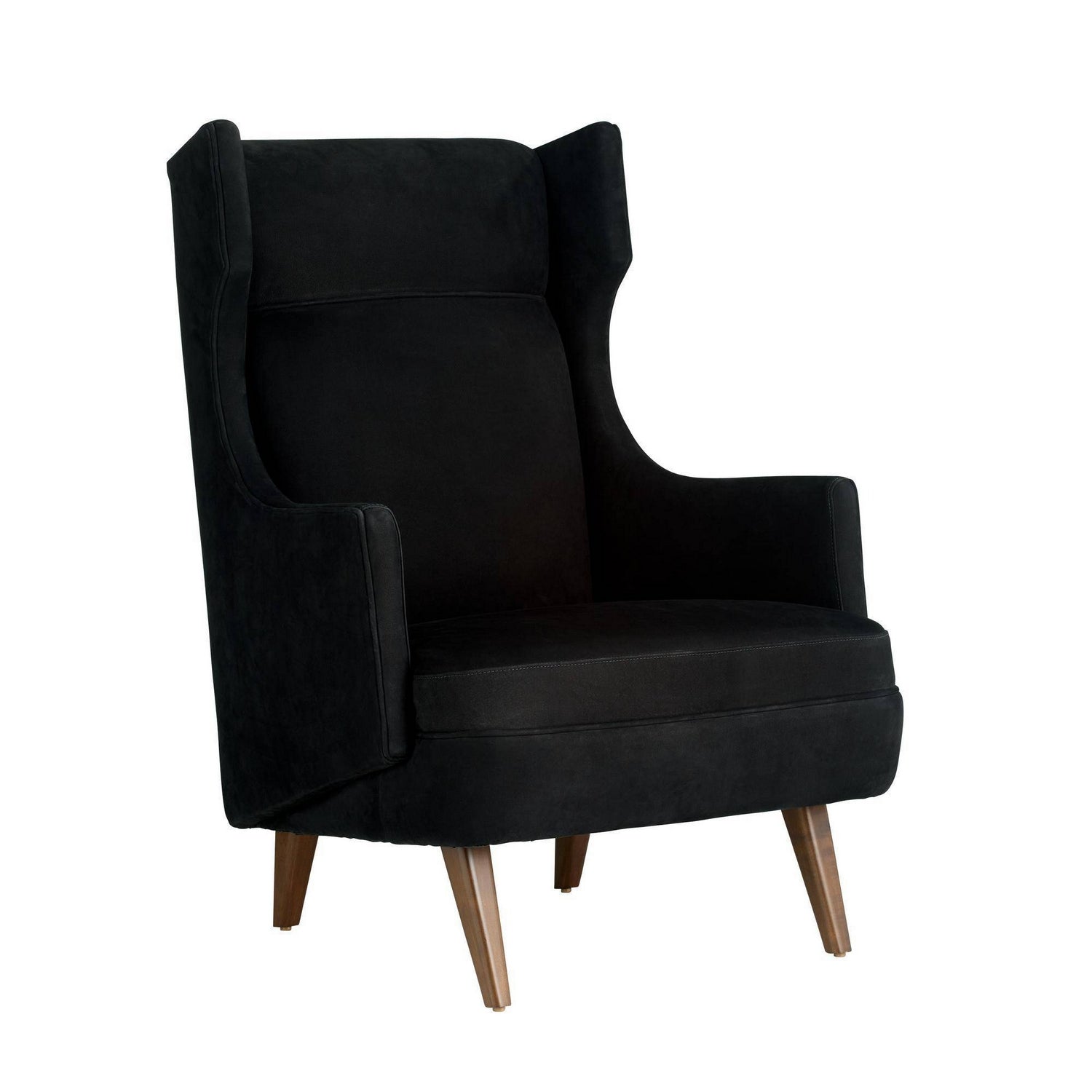 Arteriors - FRU16 - Chaise - Budell - Nubuck noir/Noyer foncé