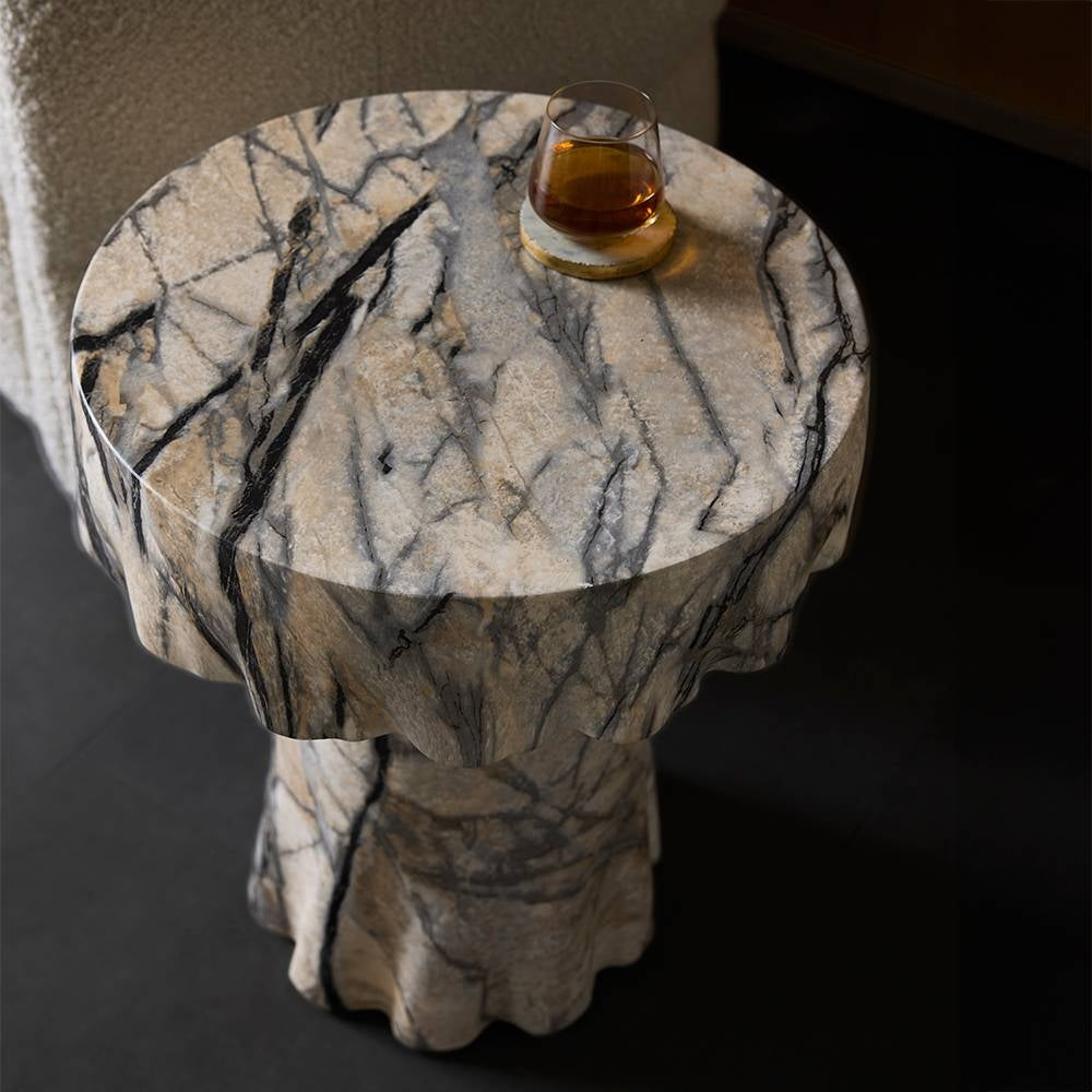 Arteriors - FES19 - Table d'appoint - Mirelle - Imitation marbre Mojave