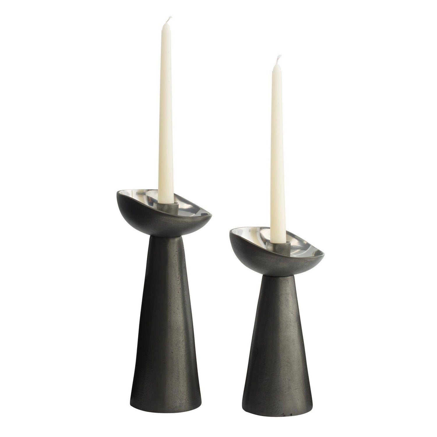 Arteriors - ACI09 - Bougeoirs, lot de 2 - Argemone - Argent noirci/poli