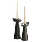 Arteriors - ACI09 - Bougeoirs, lot de 2 - Argemone - Argent noirci/poli