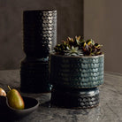 Arteriors - AVC20 - Vases, lot de 2 - Cliff - Gris anthracite et turquoise réactif