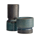 Arteriors - AVC20 - Vases, lot de 2 - Cliff - Gris anthracite et turquoise réactif