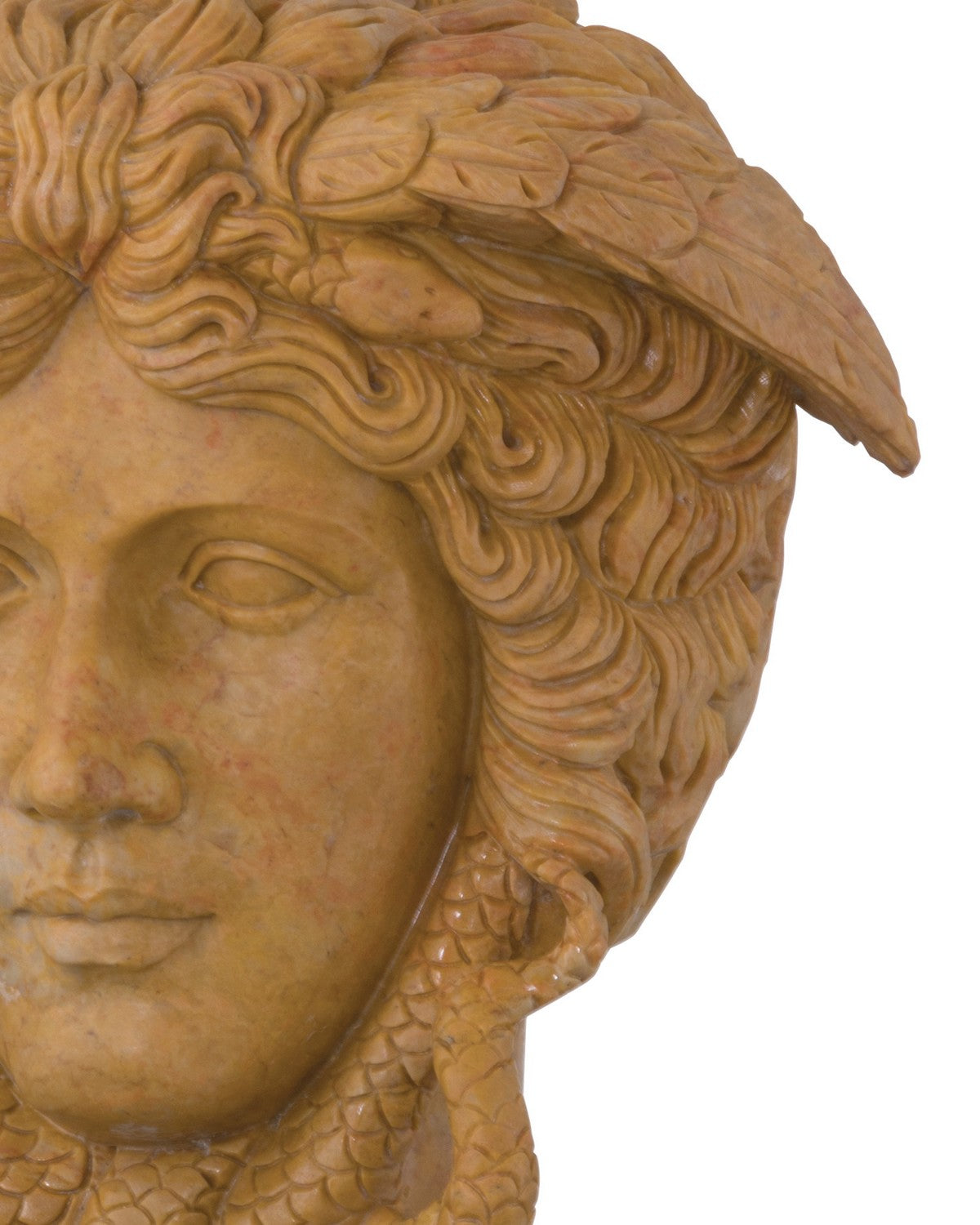 Tête Hypnos de Currey and Company 1200-1103 sur socle en métal, coloris corail clair/noir