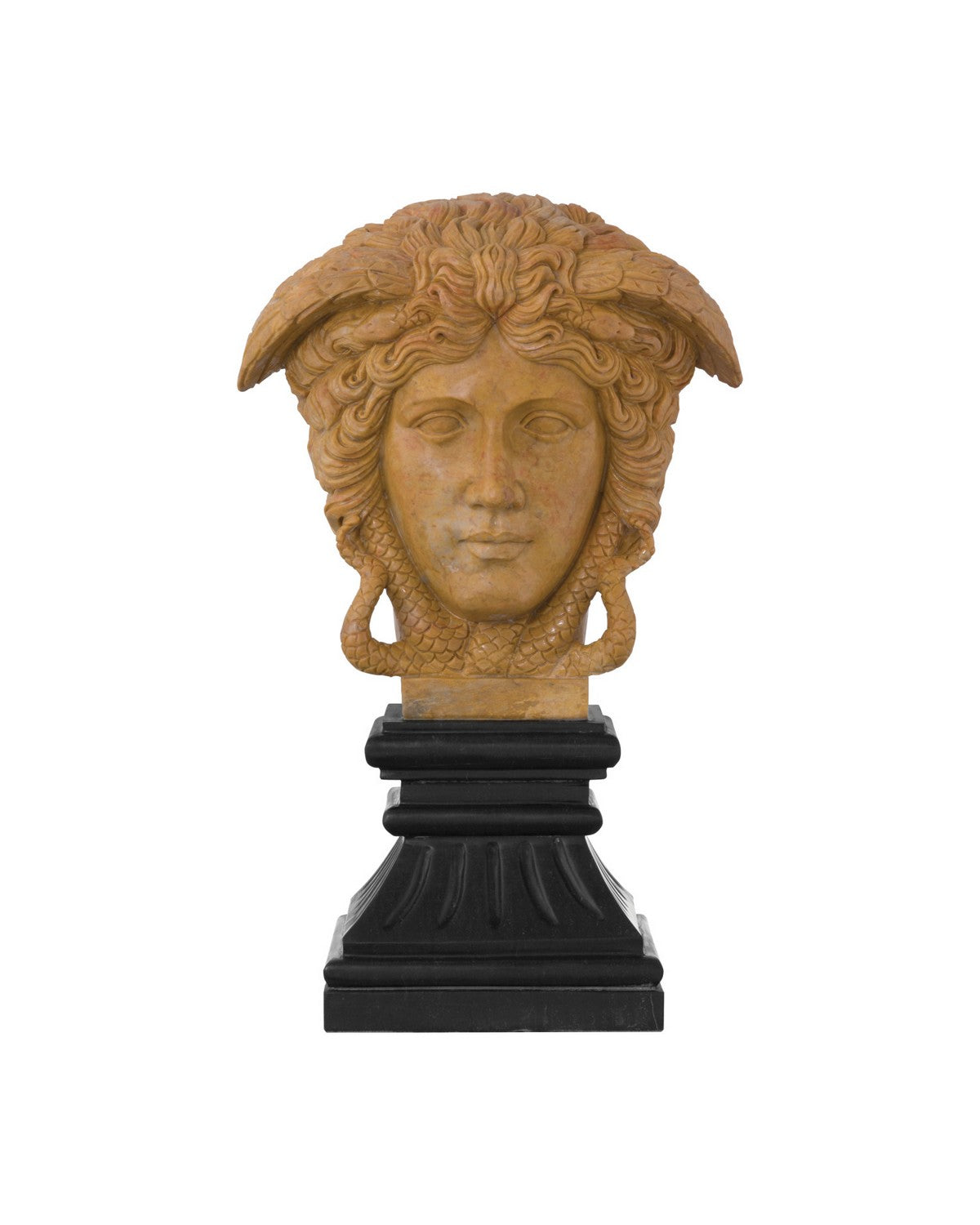 Tête Hypnos de Currey and Company 1200-1103 sur socle en métal, coloris corail clair/noir