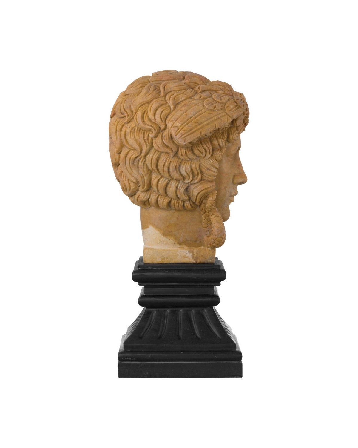 Tête Hypnos de Currey and Company 1200-1103 sur socle en métal, coloris corail clair/noir