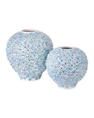 Vase Daisy Currey and Company 1200-1113, bleu clair et blanc