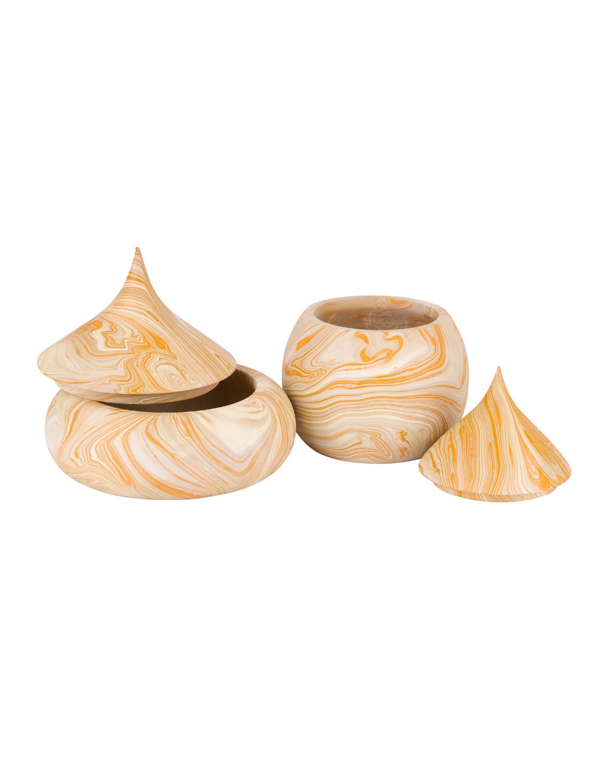 Currey and Company 1200-1114 Coffret Anasi de 2 pièces en jaune marbré