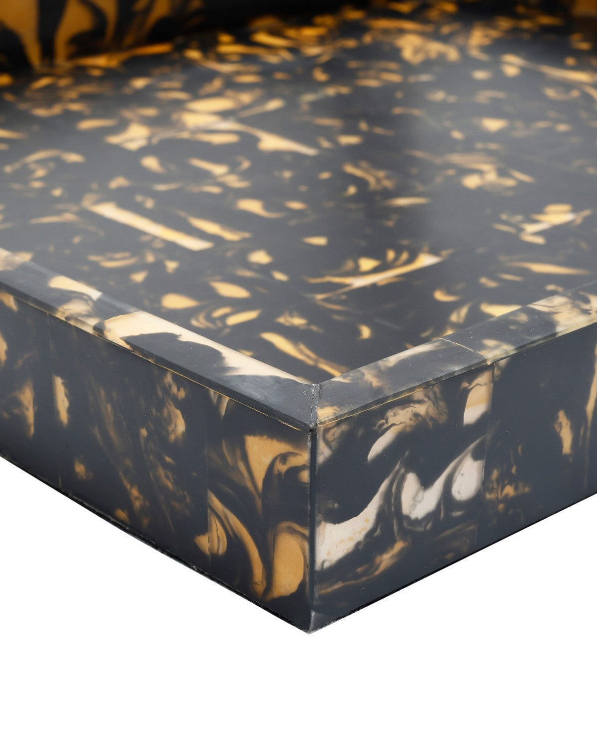 Currey and Company 1200-1130 Thrace Tray Set of 2 in Black/Yellow
