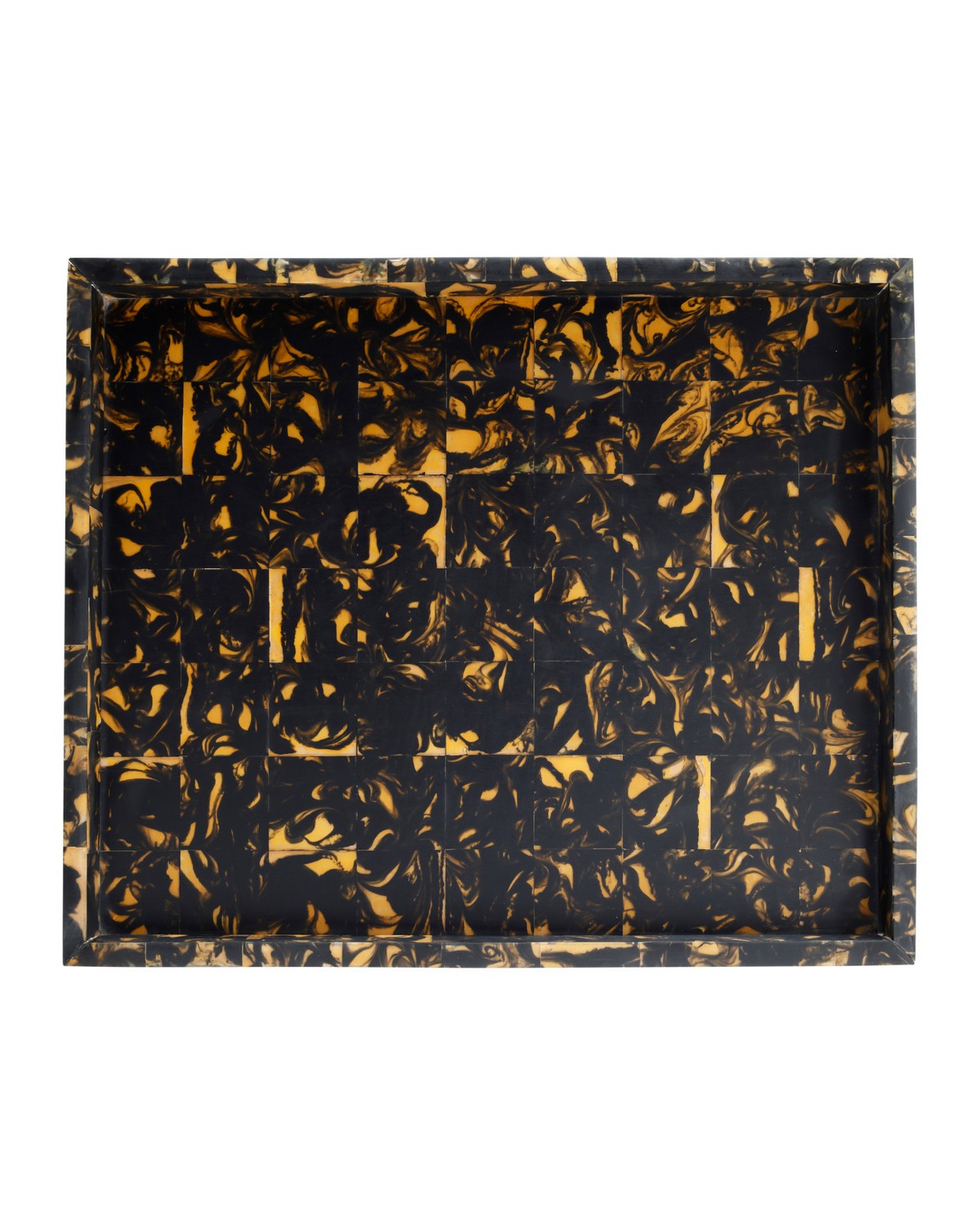 Currey and Company 1200-1130 Thrace Tray Set of 2 in Black/Yellow