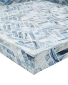 Plateau carré Chance de Currey and Company 1200-1136, bleu/blanc naturel