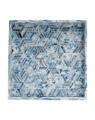 Plateau carré Chance de Currey and Company 1200-1136, bleu/blanc naturel