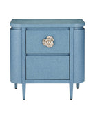 Table de chevet Currey and Company 3000-0342 Briallen en lin bleu laqué et nickel poli